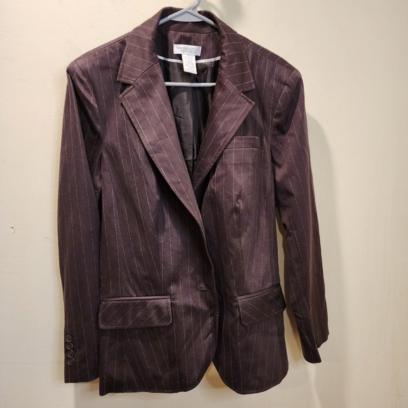 WORTHINGTON Brown Pinstripe Women's  Blazer Size 14 - Picture 9 of 11